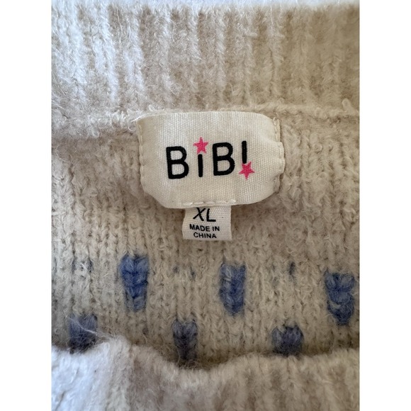 BiBi Sweater Womens X-Large Pullover Heart Cream Blue Purple Extra Soft - Picture 3 of 9